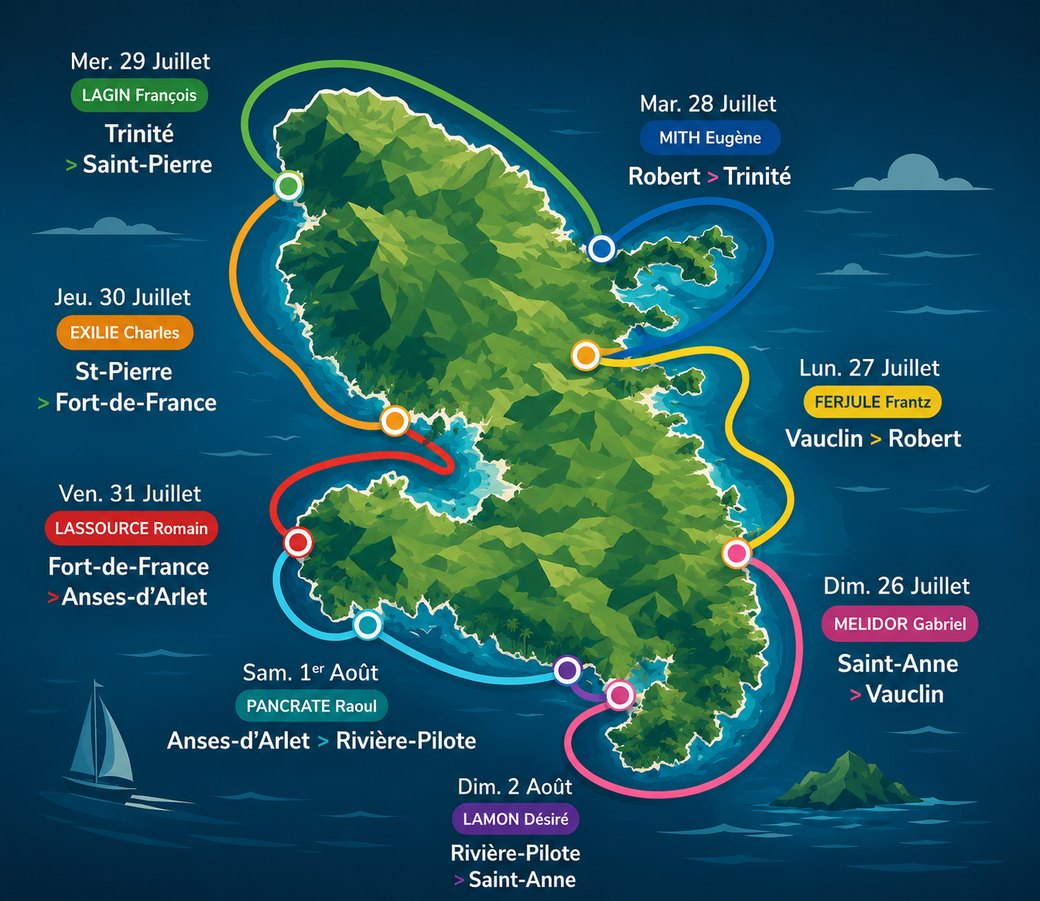 Carte du parcours du Tour des Yoles 2026